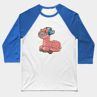 pink llama is listening to good music on headphones Baseball T-Shirt